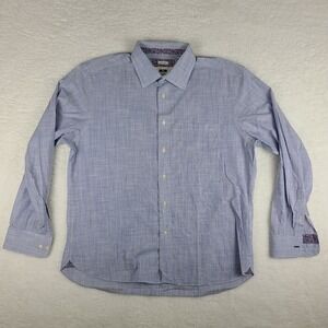 Joseph‎ Abboud Shirt Mens XL Blue Non Iron Cotton Spandex Dress Button Up